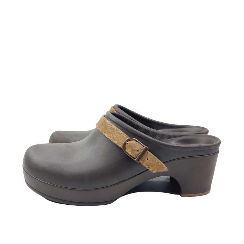 Crocs Women's Black Sarah Closed Toe Slip-On Heeled Mule Clogs Size US 9